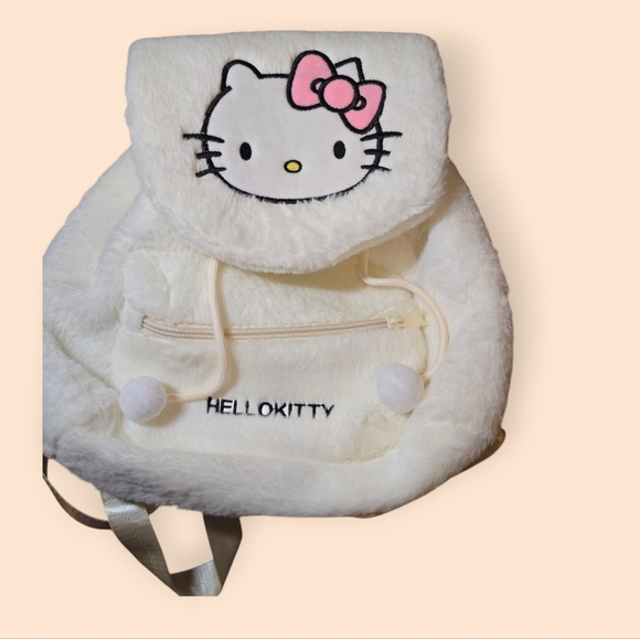 Hello Kitty Fluffy White and Pink Backpack - Picture 4 of 6